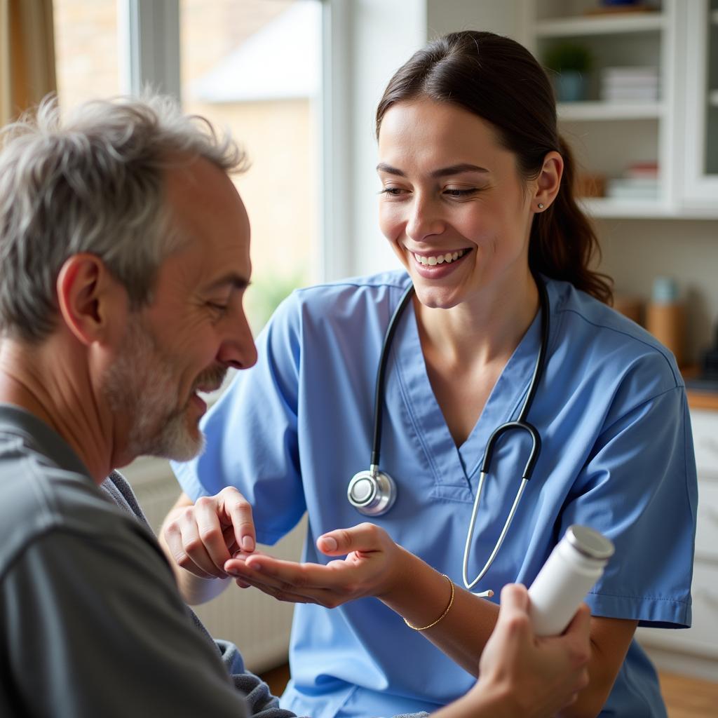 Home Care Nurse Assisting Patient