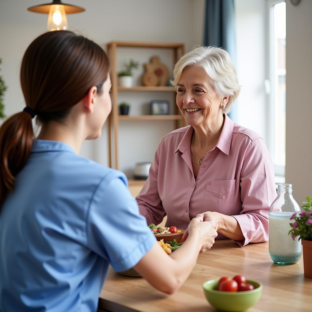 Home Health Aide Assisting Senior