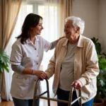 Home Health Aide Assisting Elderly