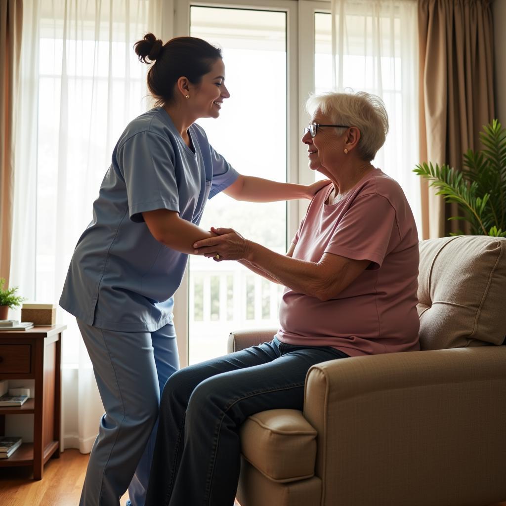 Home Health Aide Assisting Senior Citizen