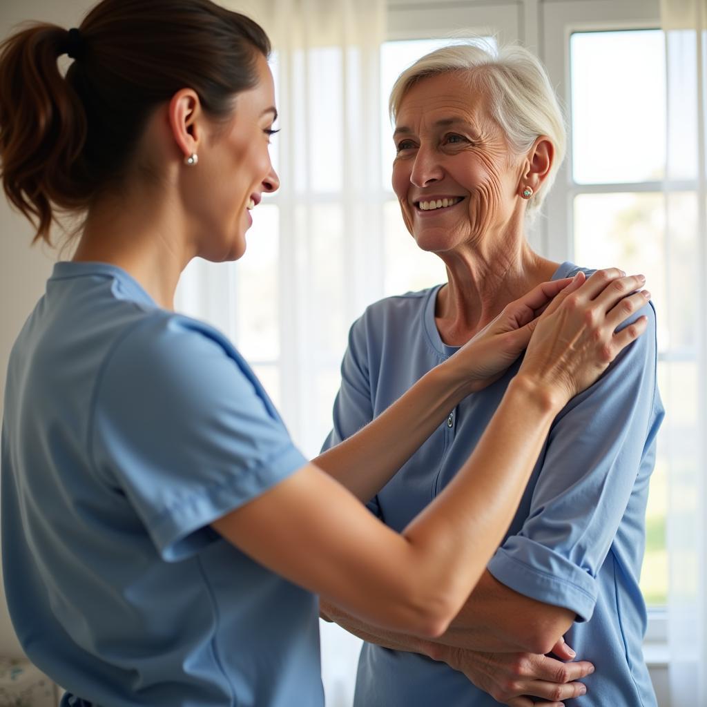 Home Health Aide Assisting Senior