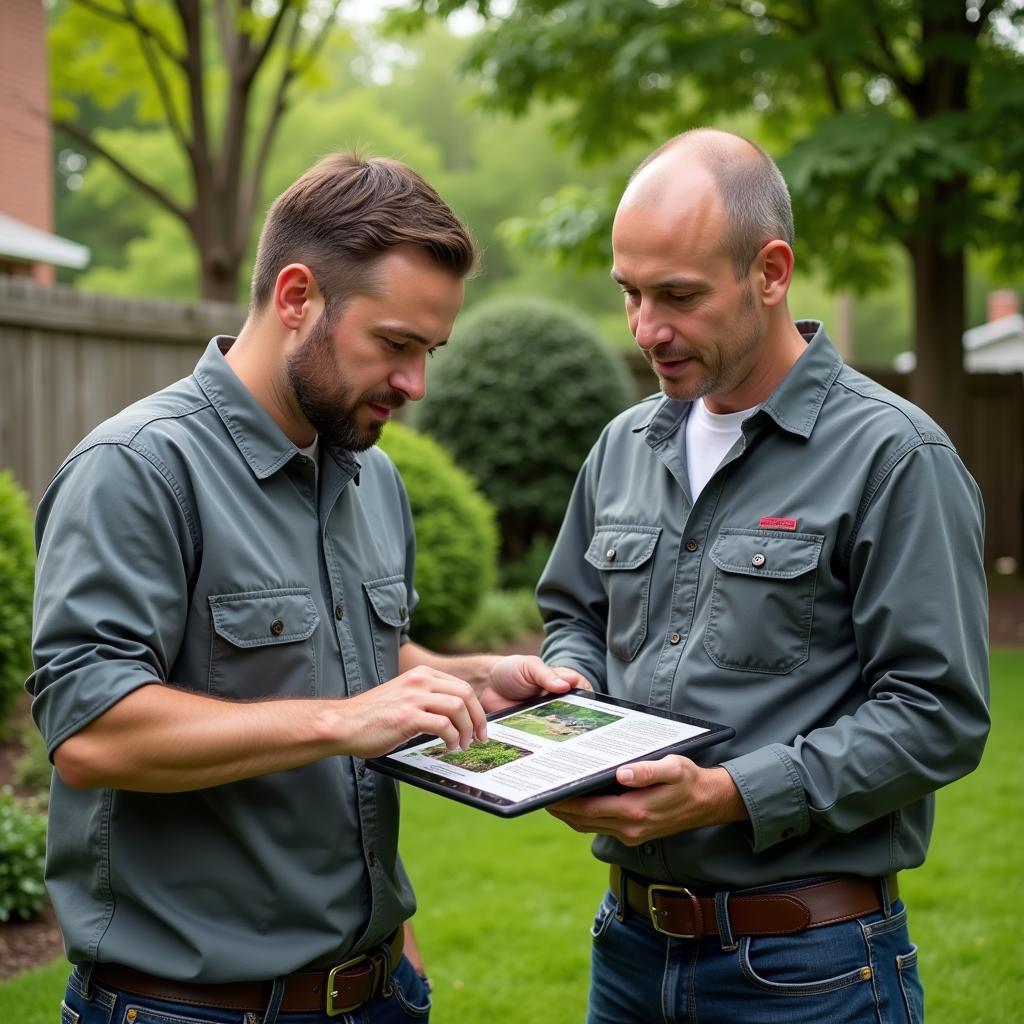 Homeowner and Landscaper Talking in the Yard