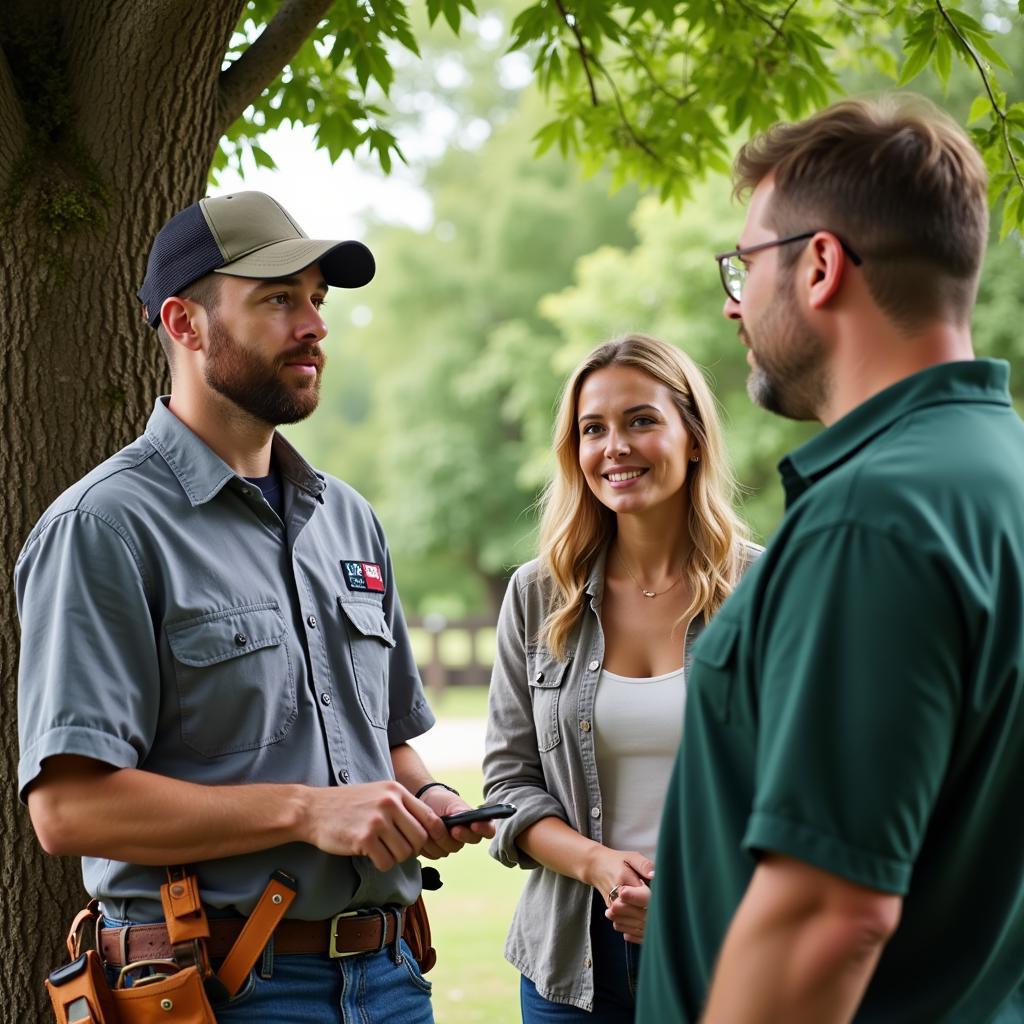 Homeowner Discussing Tree Care with Arborist