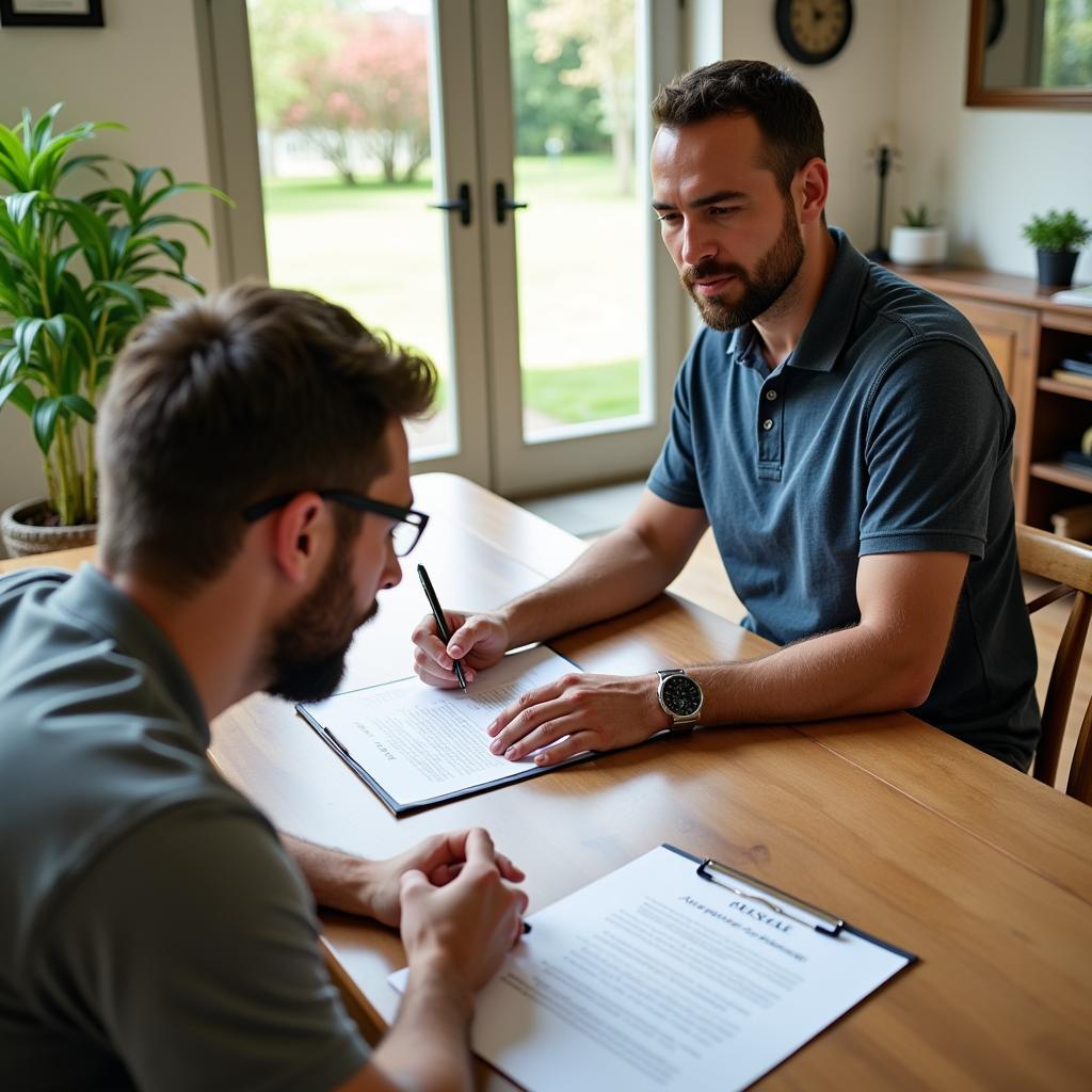 Homeowner Negotiating Lawn Care Contract