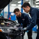 Honda Certified Technicians Working on a New Car