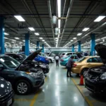 Busy Car Service Center in Hong Kong