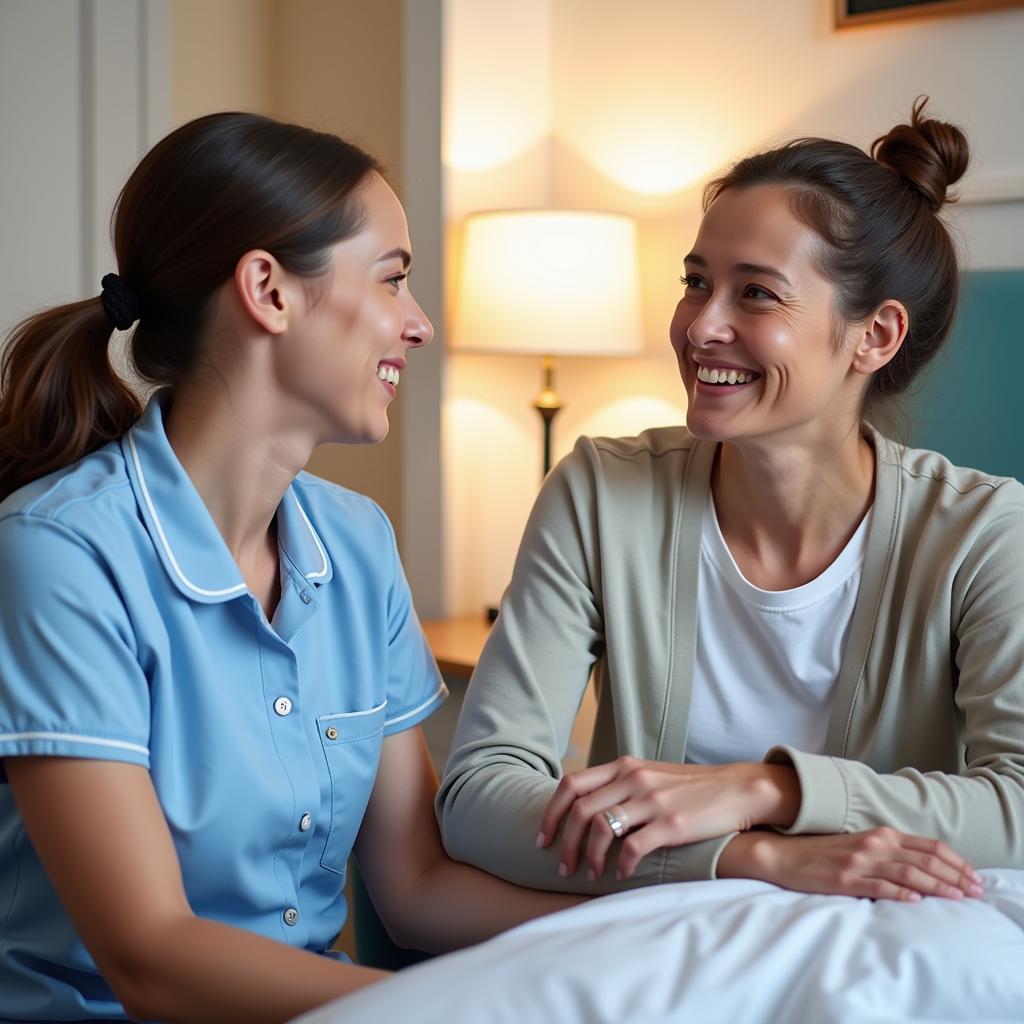 Hospice volunteer comforting patient