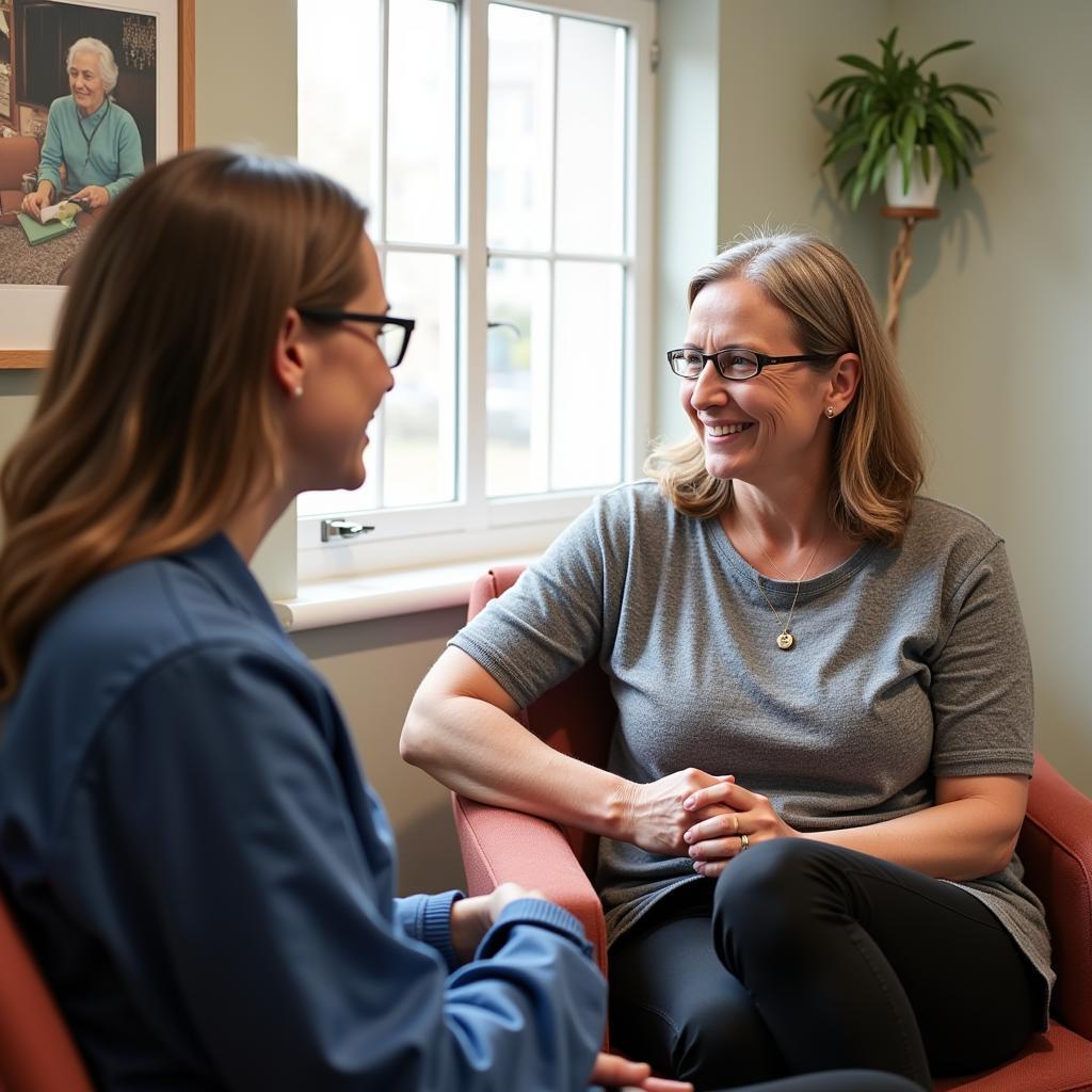 Hospice volunteer providing emotional support to a patient.