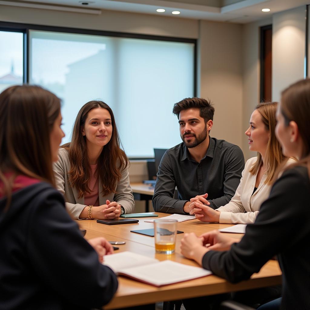 Students participate in a hospitality management class