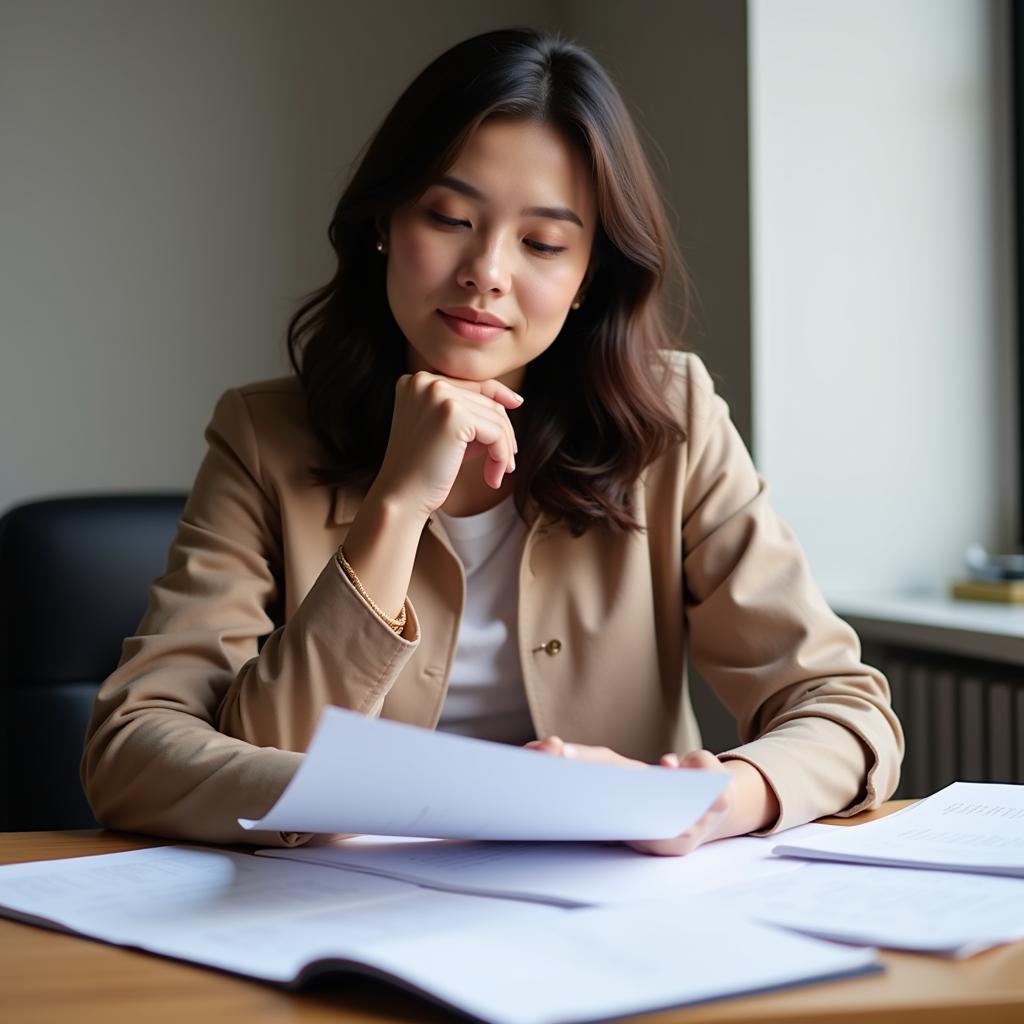 Human Services Professional Reviewing Paperwork