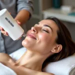 Woman receiving hydra facial treatment