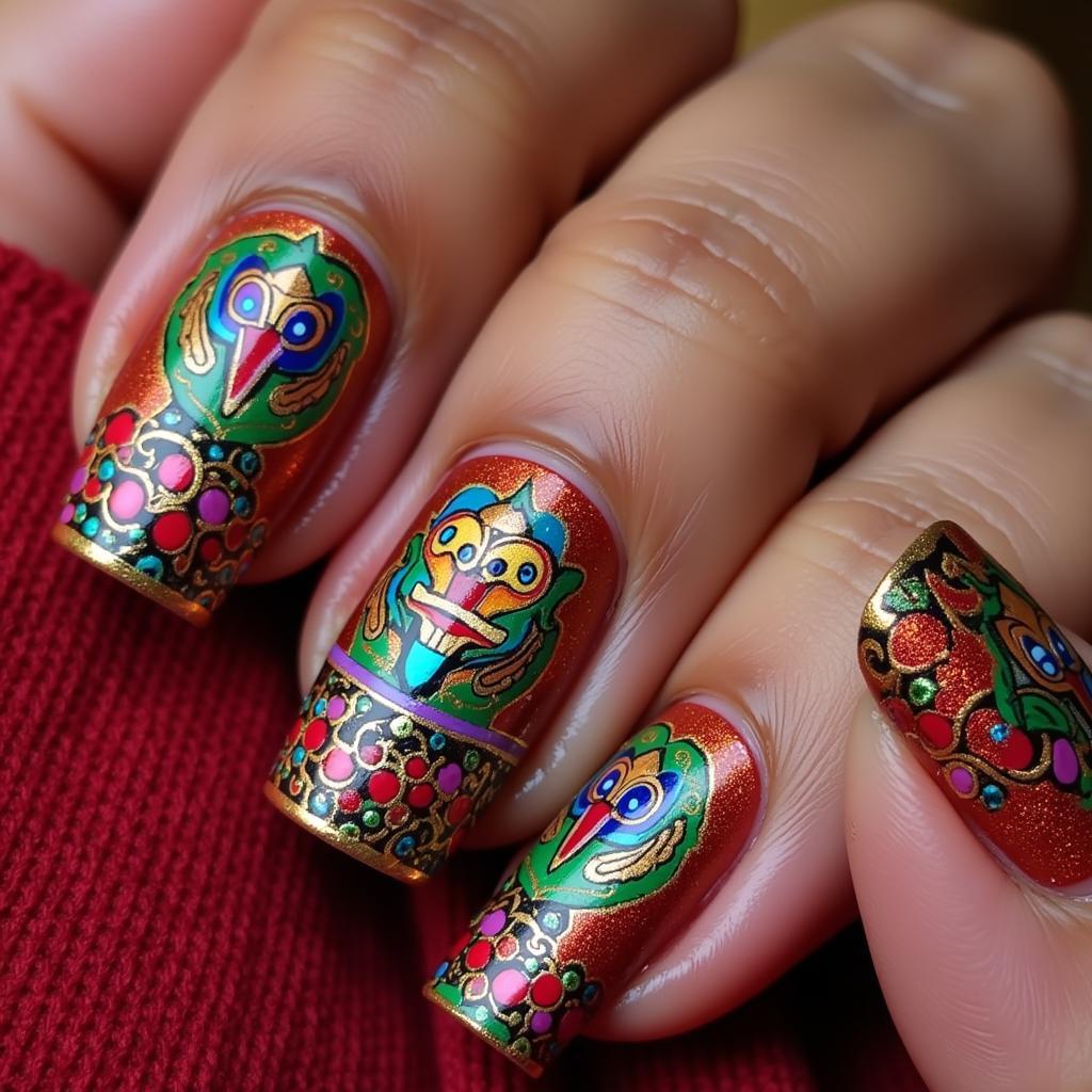 Incan Nail Art: Detailed and Symbolic