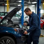 Indianapolis car repair shop with a mechanic working on a vehicle