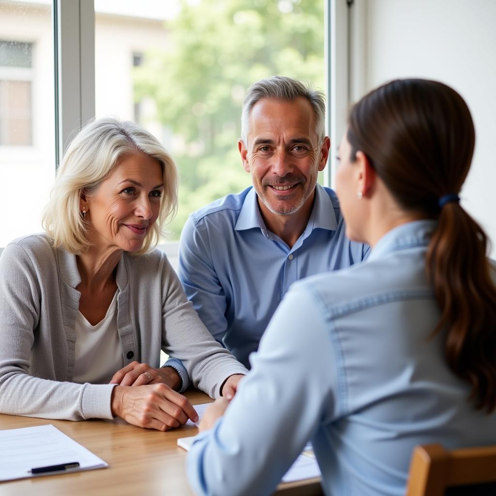 Insurance Agent Discussing Policy Coverage with a Senior Couple