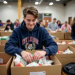 Student Volunteering at a Food Bank