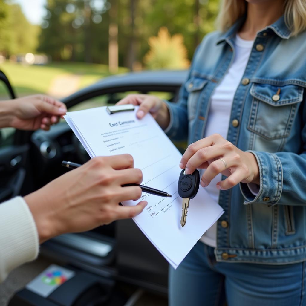 Signing junk car paperwork