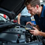 Mechanic Inspecting Car in Kew Garden Hills