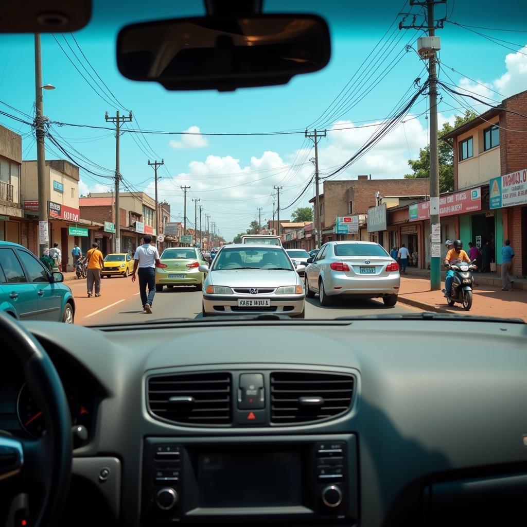 Driving through the bustling streets of Kisumu