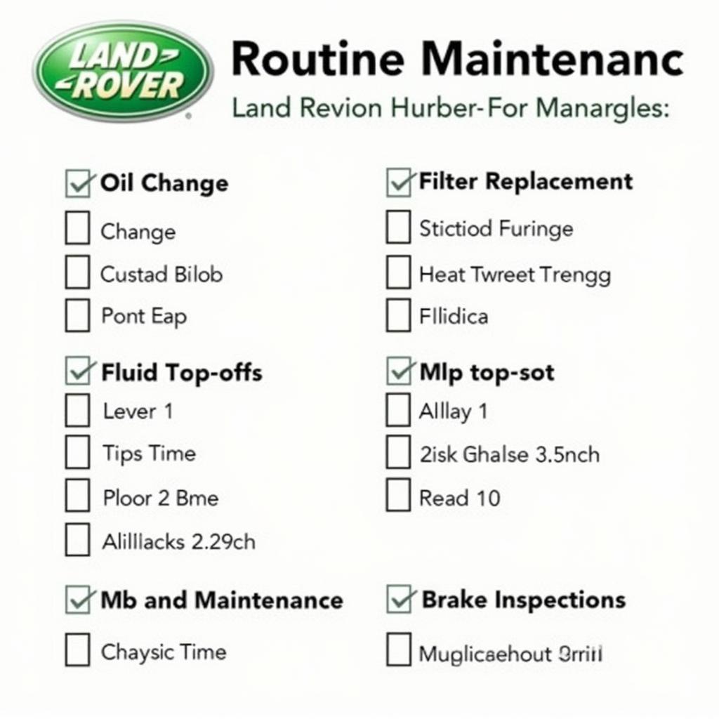 Land Rover Routine Maintenance Checklist