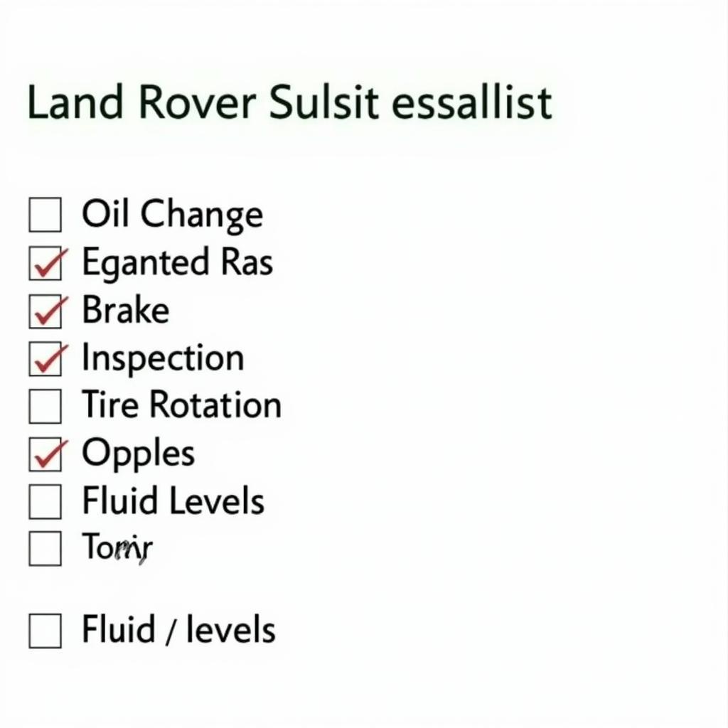 Land Rover Service Checklist