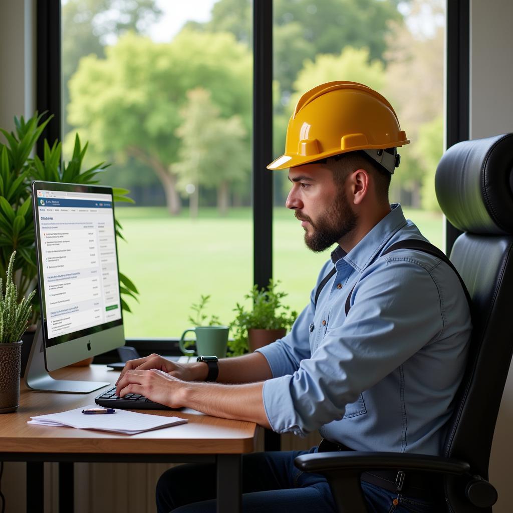 Landscaper Comparing Insurance Quotes Online