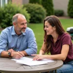 Homeowner and Lawn Care Professional Signing a Contract