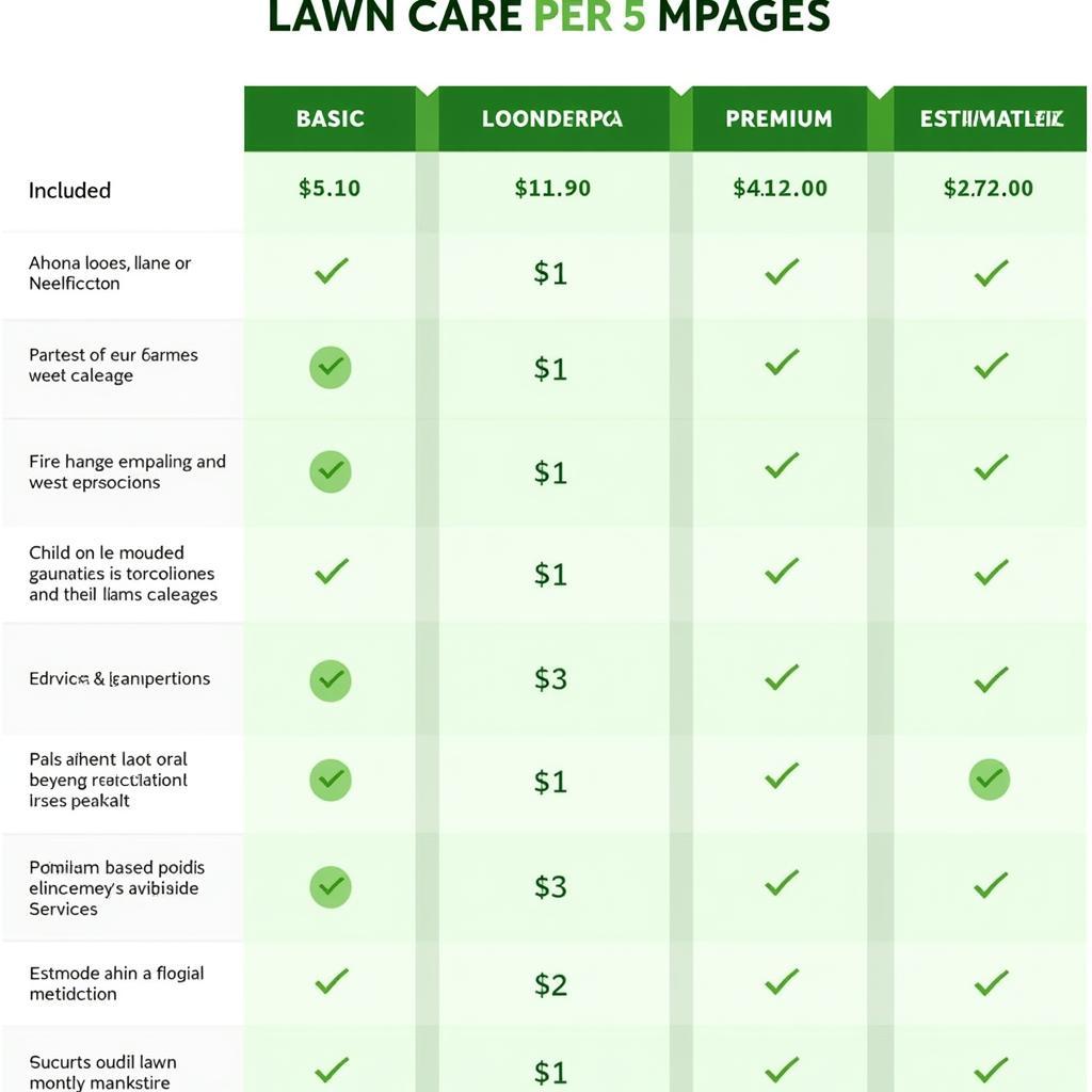 Lawn care cost comparison chart