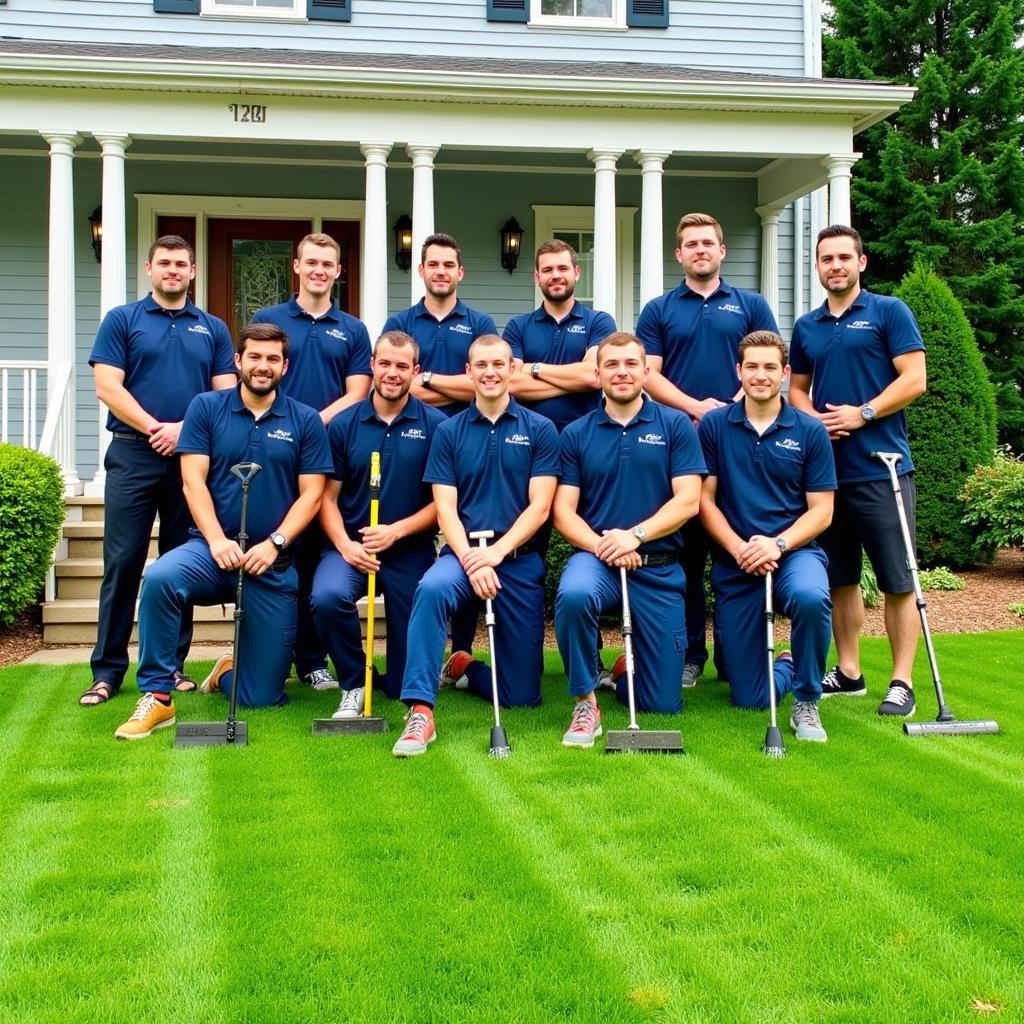 Professional Lawn Care Crew with Equipment