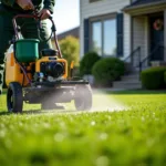 Lawn Care Service Professional Treating Grass