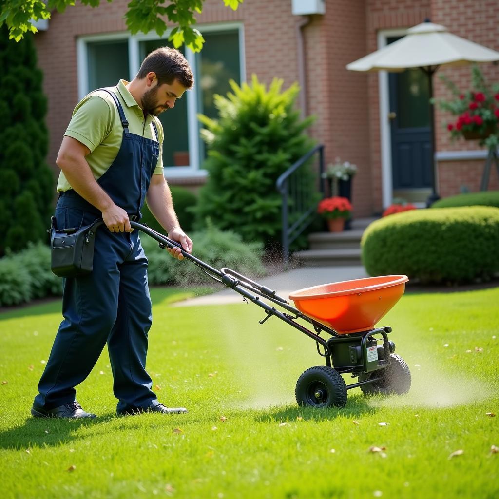 Lawn Care Technician Applying Treatment