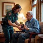 LCS EMT providing care to a senior resident