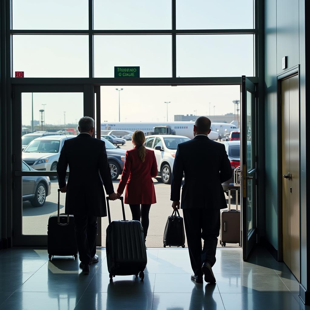 Passengers Exiting LGA Airport for Car Service Pickup