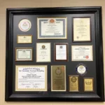 Car Limo Service Safety Certifications and Licenses Displayed on a Wall