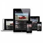 Multiple devices showing live car races streaming