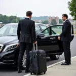 Passenger being picked up by a livery car service