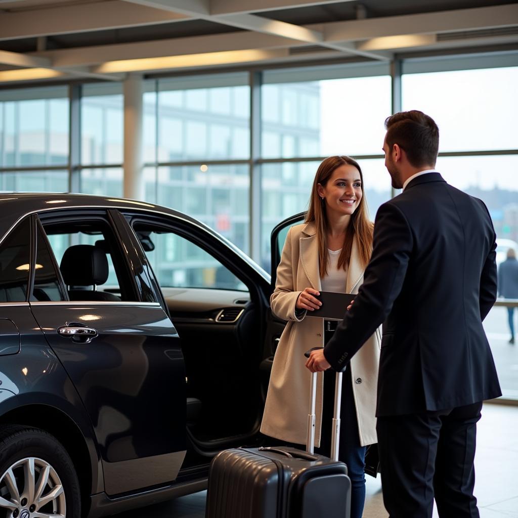 Passengers arriving at London airport and using car service