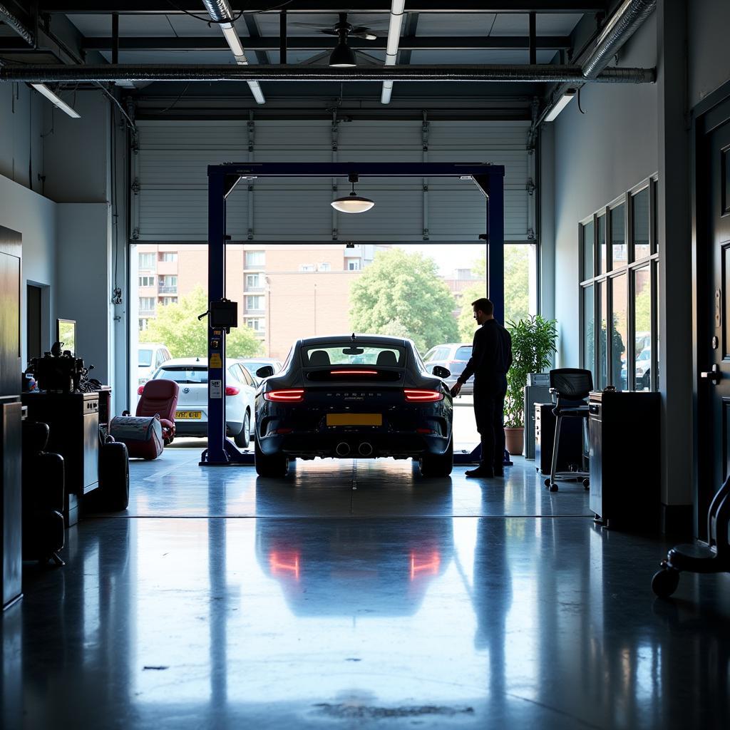 Inside a London Car Service Center