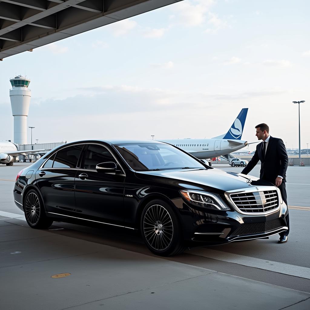 Luxury Car Awaiting Passenger at Airport