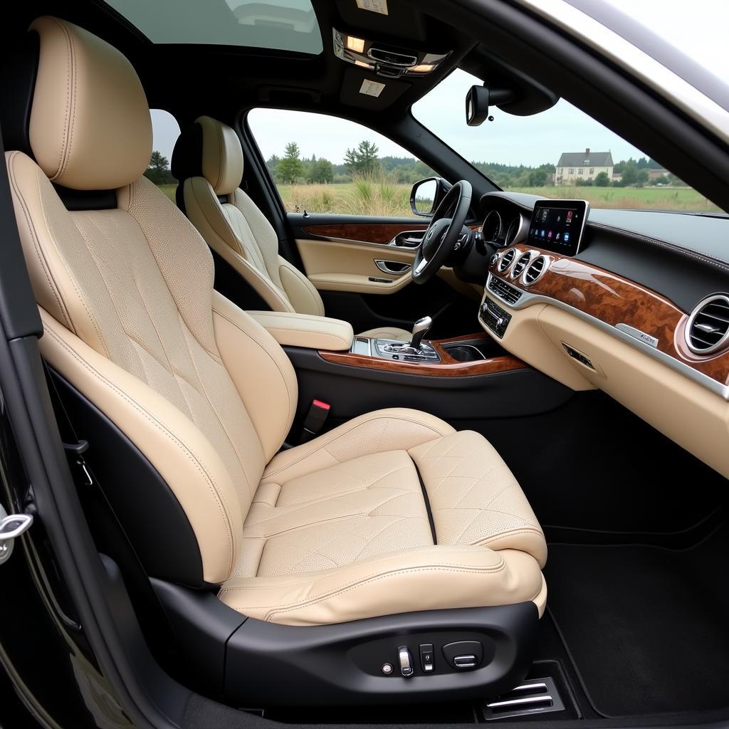 A luxurious car interior showcasing the artistry of bespoke trimming