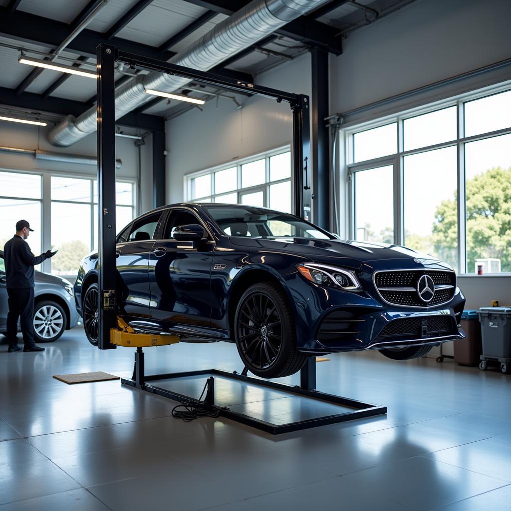 Luxury Car on Lift for Service