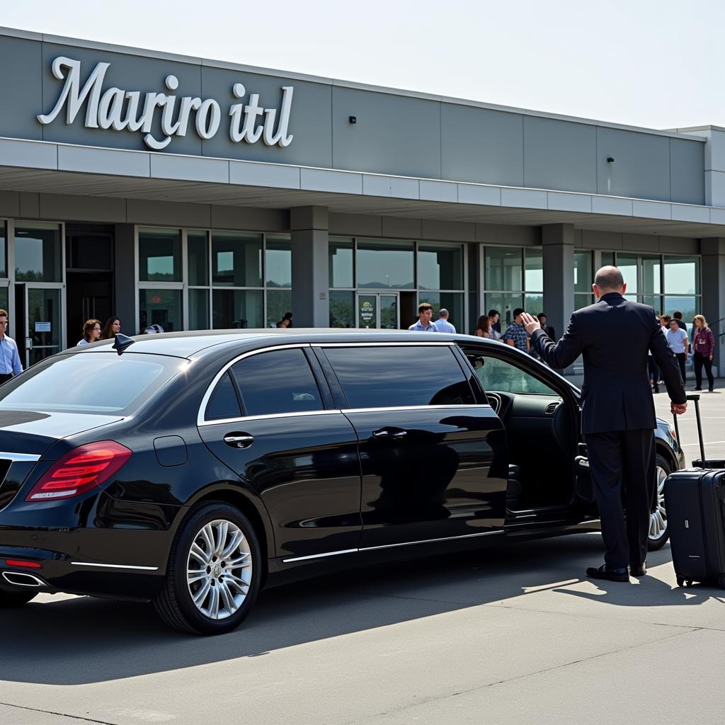 Black luxury town car parked at Orlando International Airport