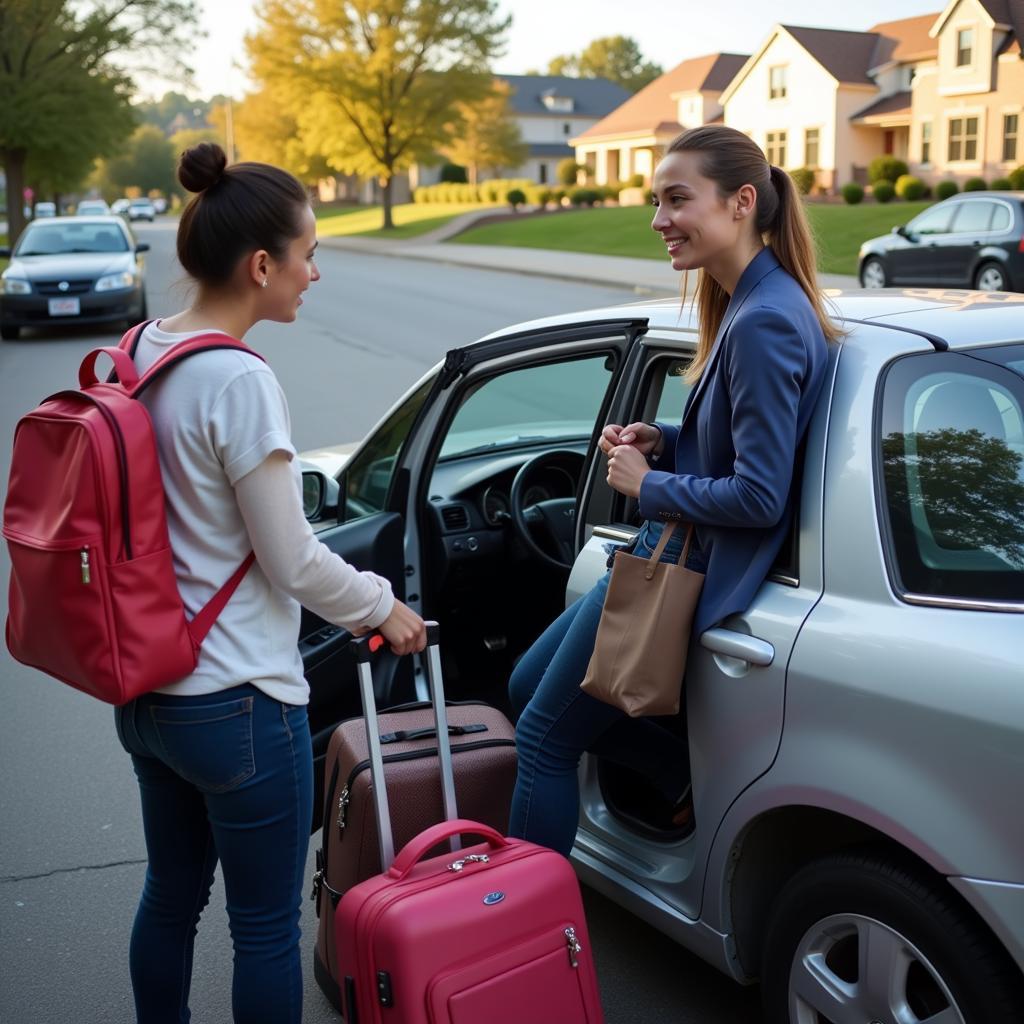 Lyft driver helping passenger