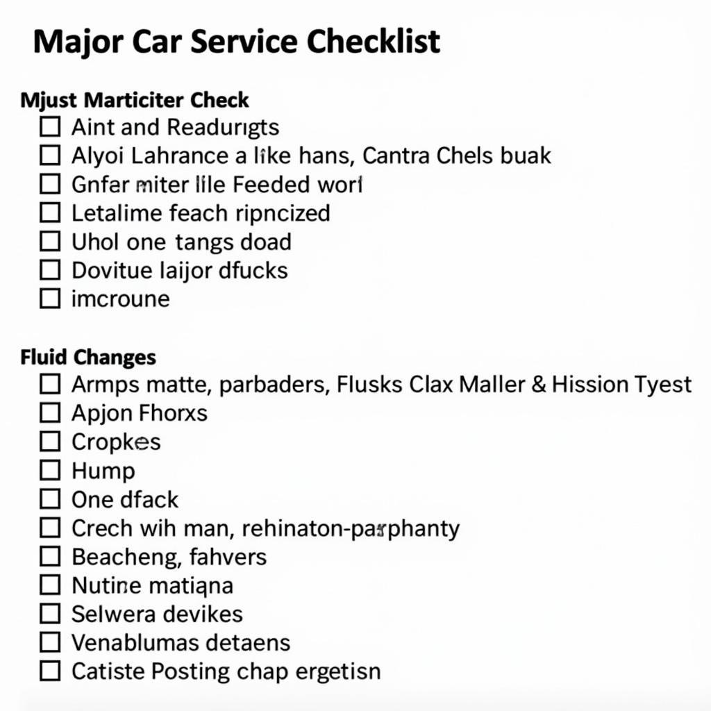 Major Car Service Checklist