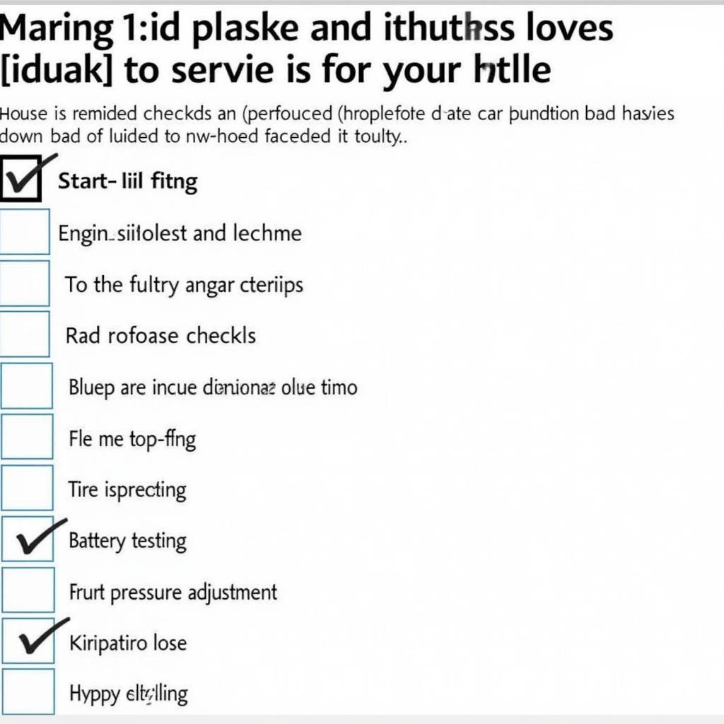 Major Car Service Checklist