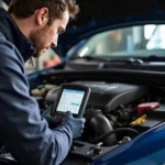 Mechanic inspecting a car engine in Brighton Beach