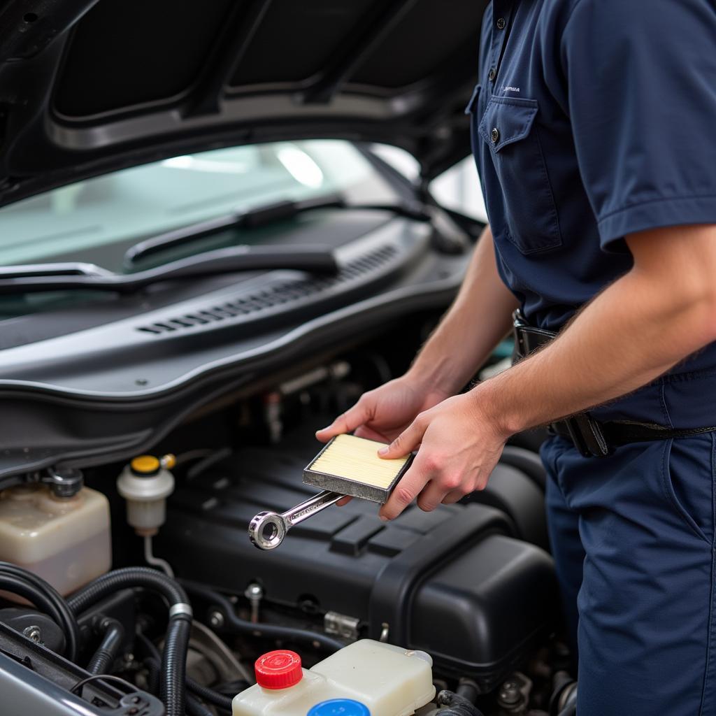 Mechanic Changing Air Filter