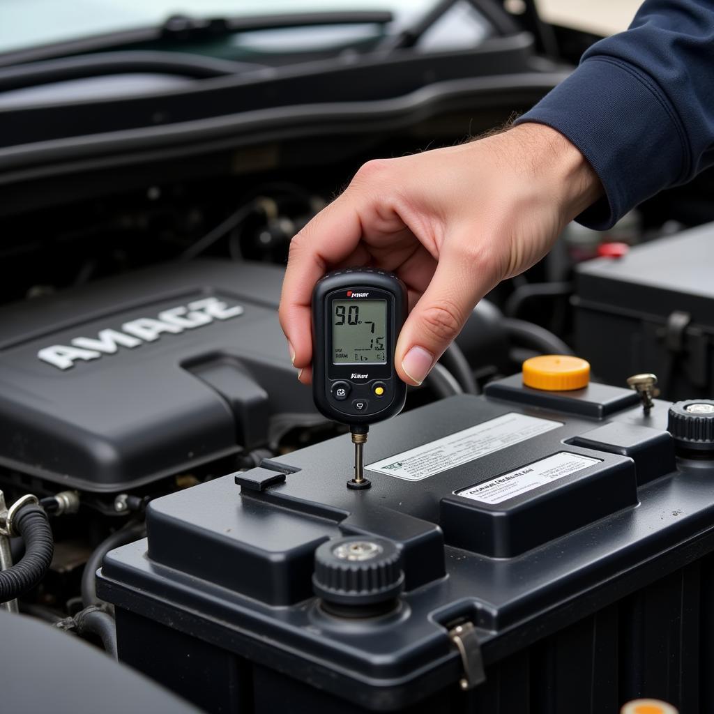 Mechanic Checking Car Battery