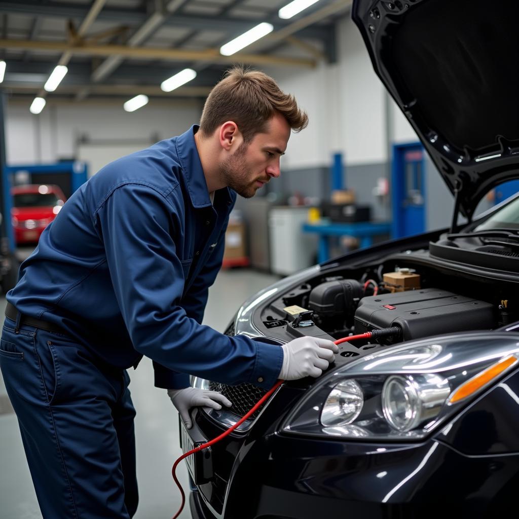 Mechanic Analyzing Car Diagnostics