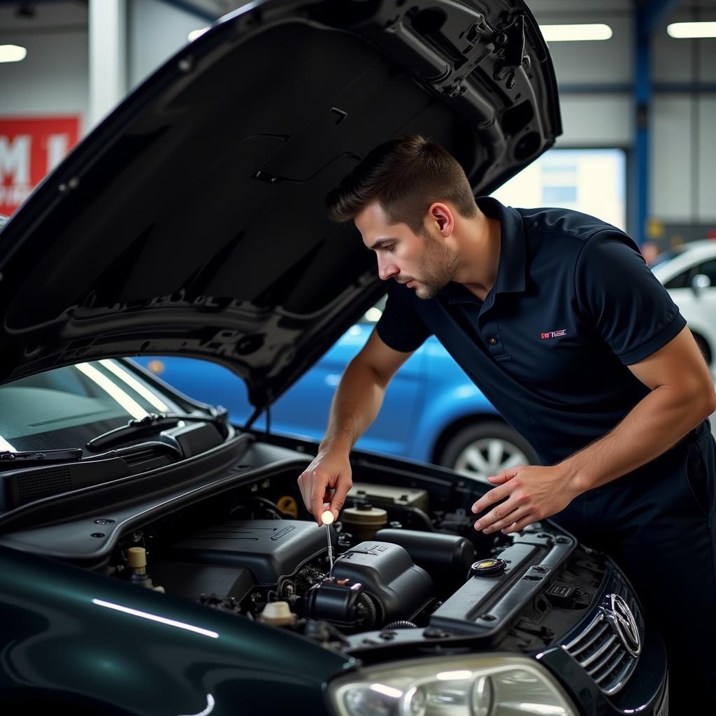 Mechanic Checking Car Engine