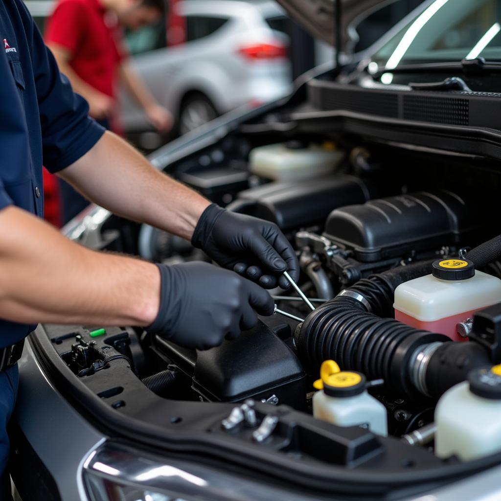 Mechanic Checking Car Fluids